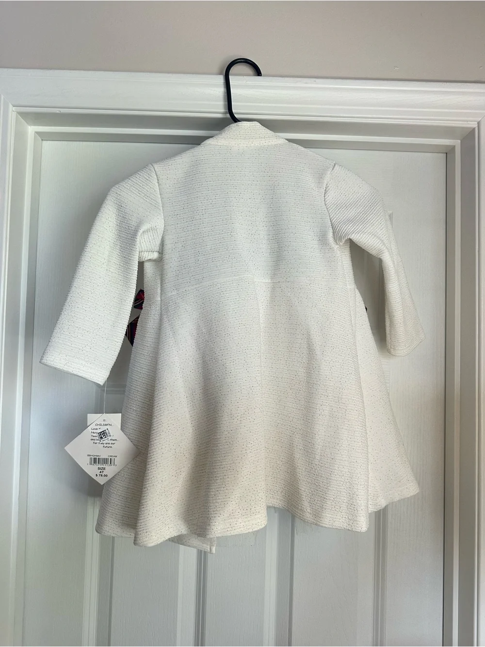 Blueberi NWT White Holiday Coat with Red Plaid Accent Formal Dress